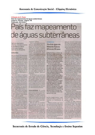 O Estado de S. Paulo
País faz mapeamento de águas subterrâneas
Caderno: Planeta - Página: H8
Publicado: 26-10-2011
 
