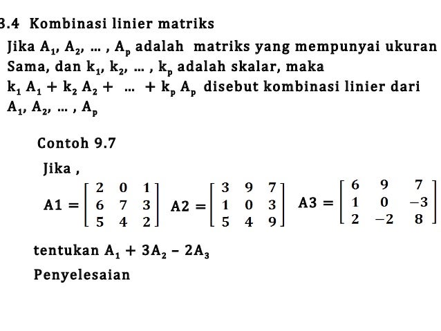 24++ Contoh Soal Kombinasi Linear Matriks - Kumpulan Contoh Soal