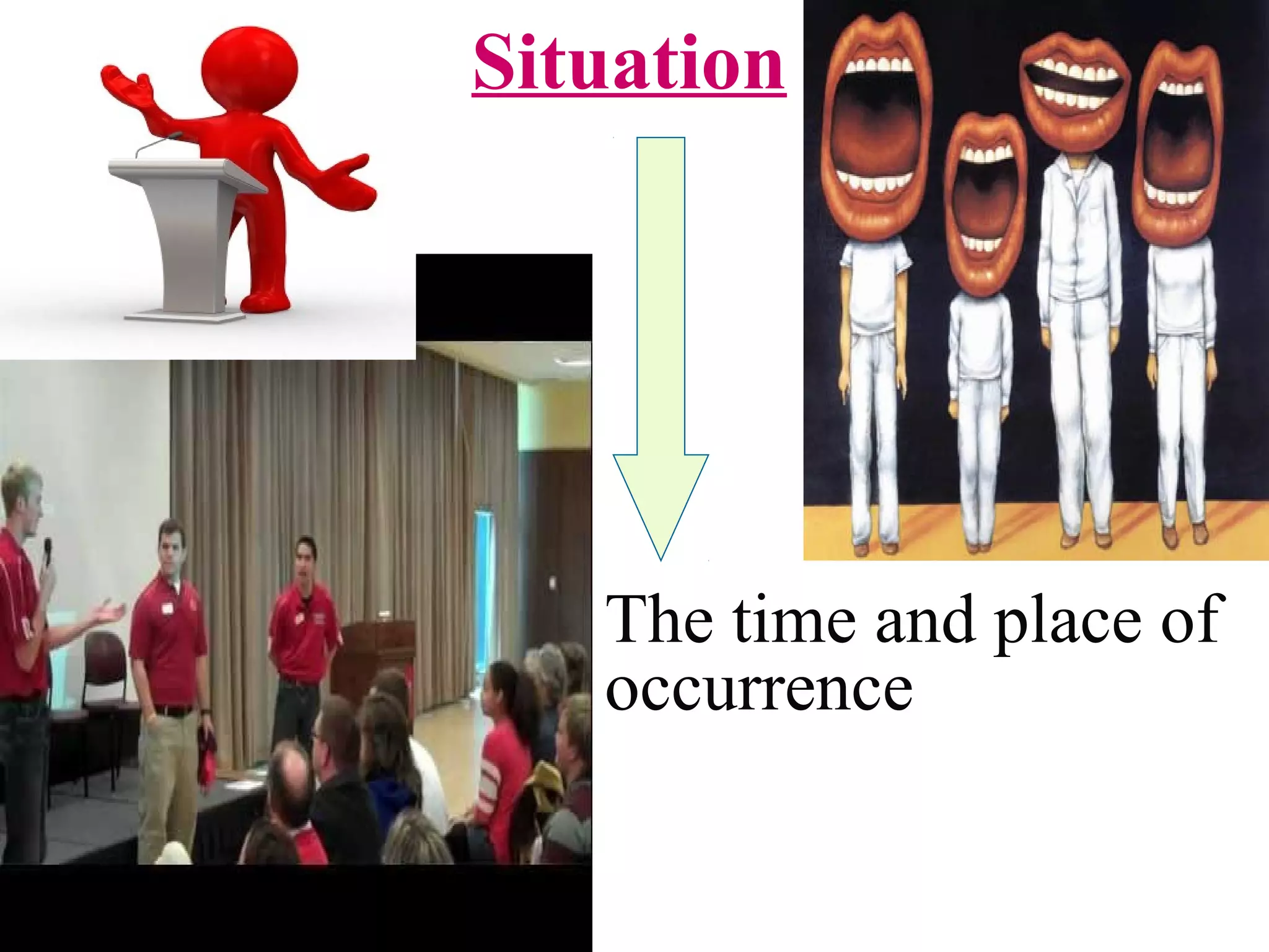 Situation
The time and place of
occurrence