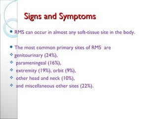 RHABDOMYOSARCOMA (MALIGNANT TUMOR) | PPT