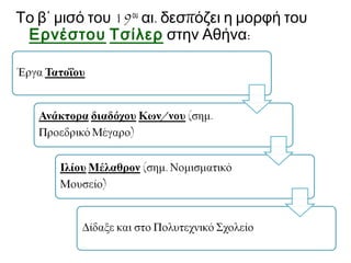 Το β΄ μισό του 19ου αι. δεσπόζει η μορφή του
Ερνέστου Τσίλερ στην Αθήνα:

 