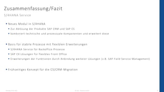 Dienstag, 03.05.2022 © 2022 - IBsolution GmbH 28
Zusammenfassung/Fazit
S/4HANA Service
 Neues Modul in S/4HANA
 Zur Ablösung der Produkte SAP CRM und SAP CS
 kombiniert technische und prozessuale Komponenten und erweitert diese
 Basis für stabile Prozesse mit flexiblen Erweiterungen
 S/4HANA Service für Backoffice-Prozesse
 SAP CX Lösungen für flexibles Front Office
 Erweiterungen der Funktionen durch Anbindung weiterer Lösungen (z.B. SAP Field Service Management)
 Frühzeitiges Konzept für die CS/CRM-Migration
 