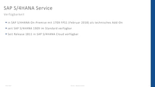 SAP S/4HANA Service
Verfügbarkeit
 in SAP S/4HANA On-Premise mit 1709 FPS1 (Februar 2018) als technisches Add-On
 seit SAP S/4HANA 1909 im Standard verfügbar
 Seit Release 1811 in SAP S/4HANA Cloud verfügbar
26.07.2022 © 2021 - IBsolution GmbH 7
 