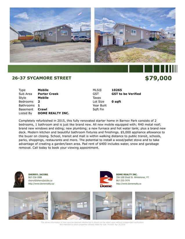 26 37 sycamore street whitehorse real estate dome realty inc