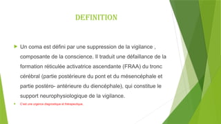 Présentation du cour coma neurologique service neurologie et service de ...