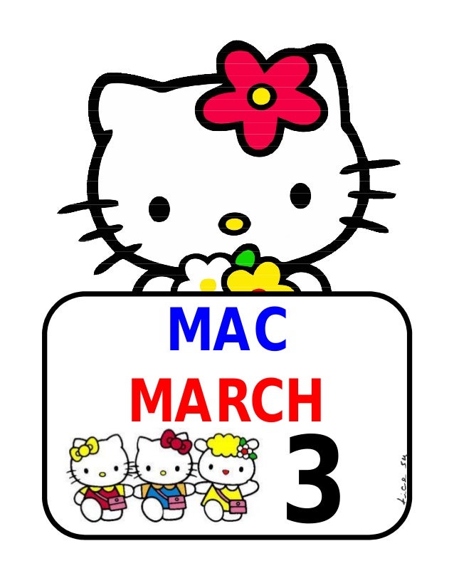Kalendar bulanan hello kitty - bm & bi utk pengajaran