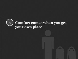 Comfort comes when you get
your own place
15
 