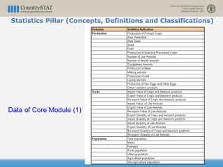 Data of Core Module (1)
Statistics Pillar (Concepts, Definitions and Classifications)
 