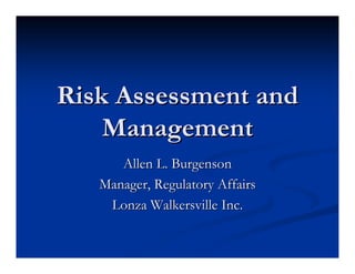 Risk Assessment and Management | PDF