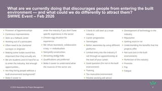 © 2024 Association for Project Management 5
What are we currently doing that discourages people from entering the built
environment — and what could we do differently to attract them?
SWWE Event – Feb 2026
 