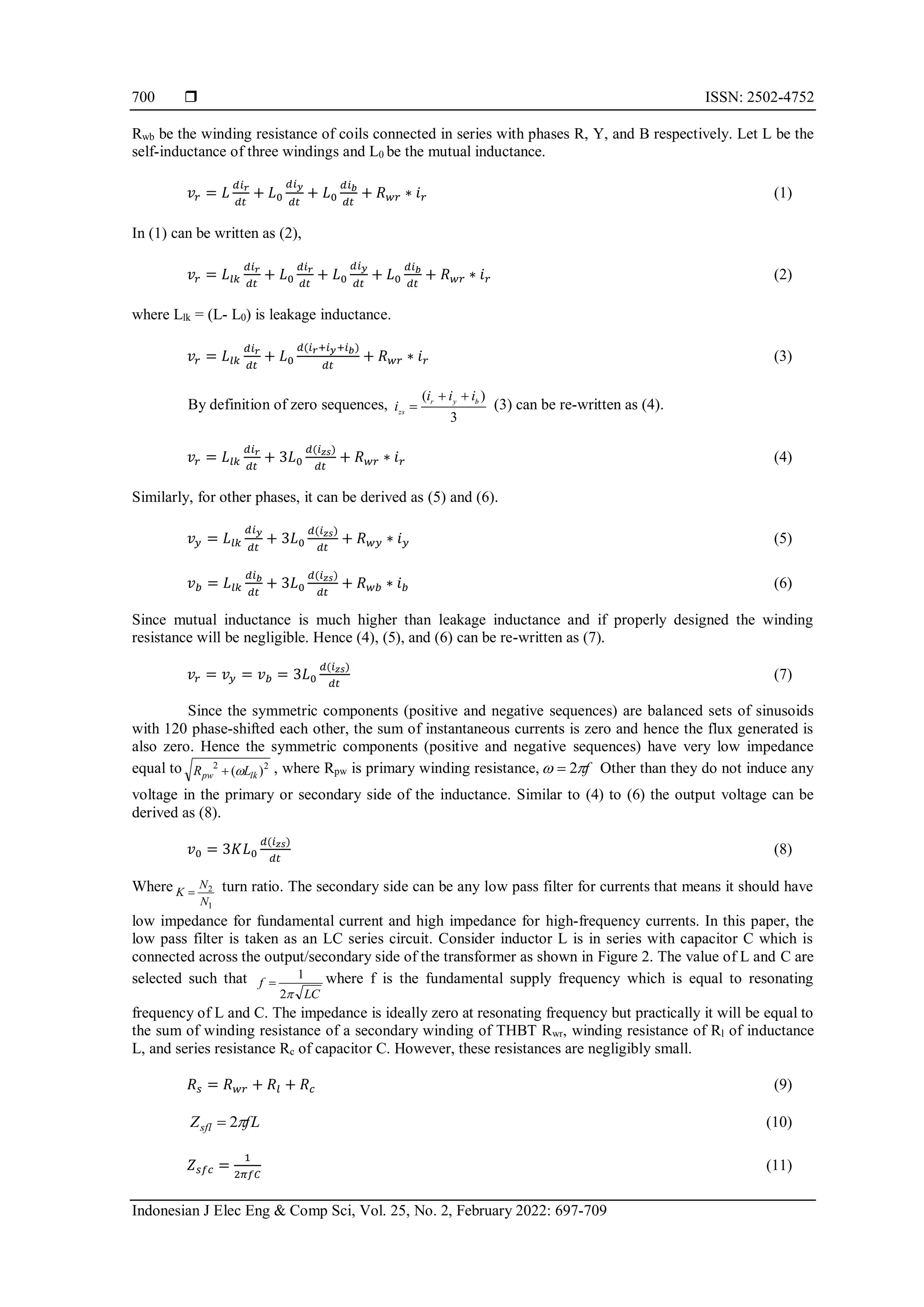 Third harmonic current minimization using third harmonic blocking ...