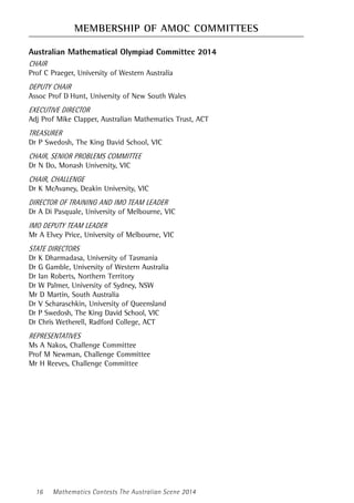 Mathematics Contests The Australian Scene 2014 A Di Pasquale | PDF