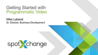 v
Getting Started with
Programmatic Video
Mike Laband
Sr. Director, Business Development
 