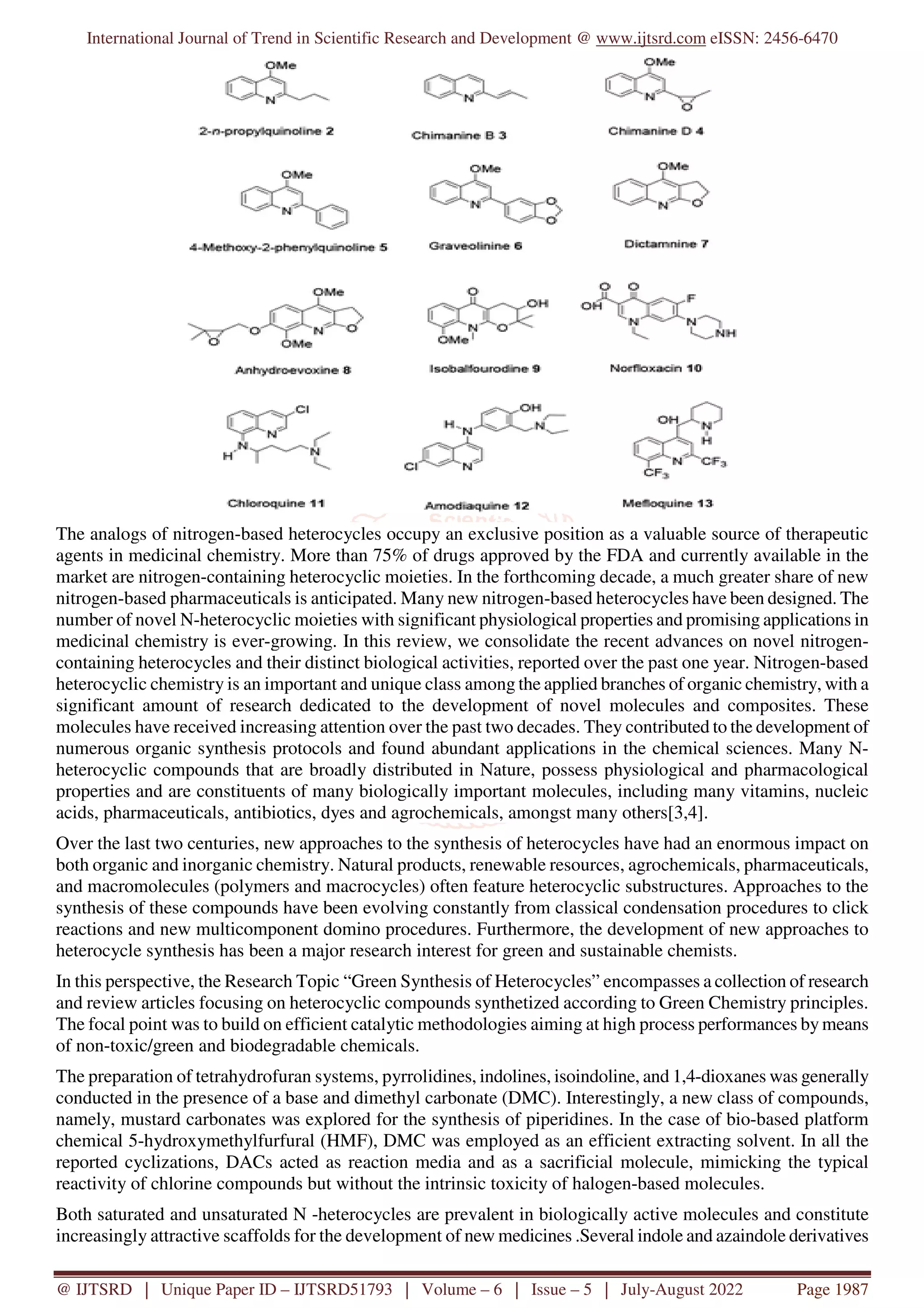 New Green Synthesis Approaches of Pharmacologically Active Heterocyclic ...