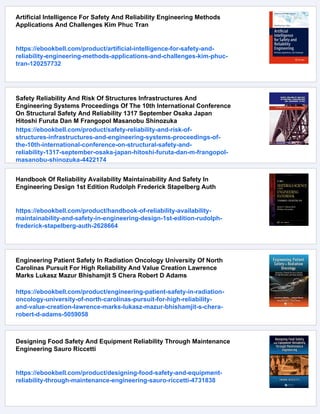 Reliability And Safety Engineering 2nd Ed 2016 Ajit Kumar Verma | PDF
