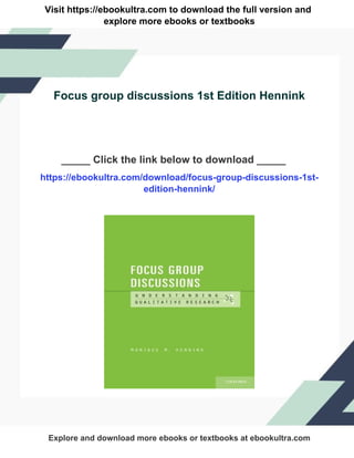 Focus group discussions 1st Edition Hennink | PDF