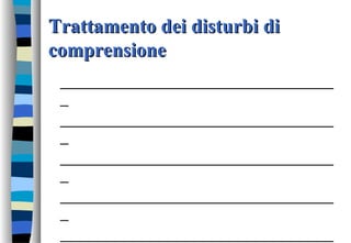 Trattamento dei disturbi diTrattamento dei disturbi di
comprensionecomprensione
__________________________________
_
__________________________________
_
__________________________________
_
__________________________________
_
__________________________________
 