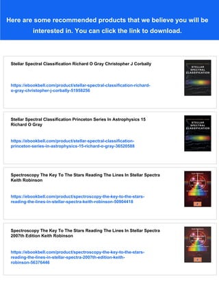 Stellar Spectral Classification R O Gray C J Corbally | PDF