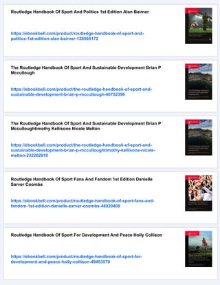 Routledge Handbook Of Sport And New Media Andrew C Billings Marie ...