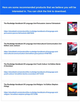 The Routledge Handbook Of Language And Health Communication 1st Edition ...