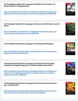 The Routledge Handbook Of Language And Health Communication 1st Edition ...