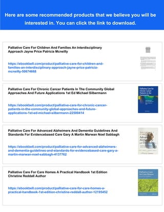 Palliative Care For Infants Children And Adolescents A Practical ...