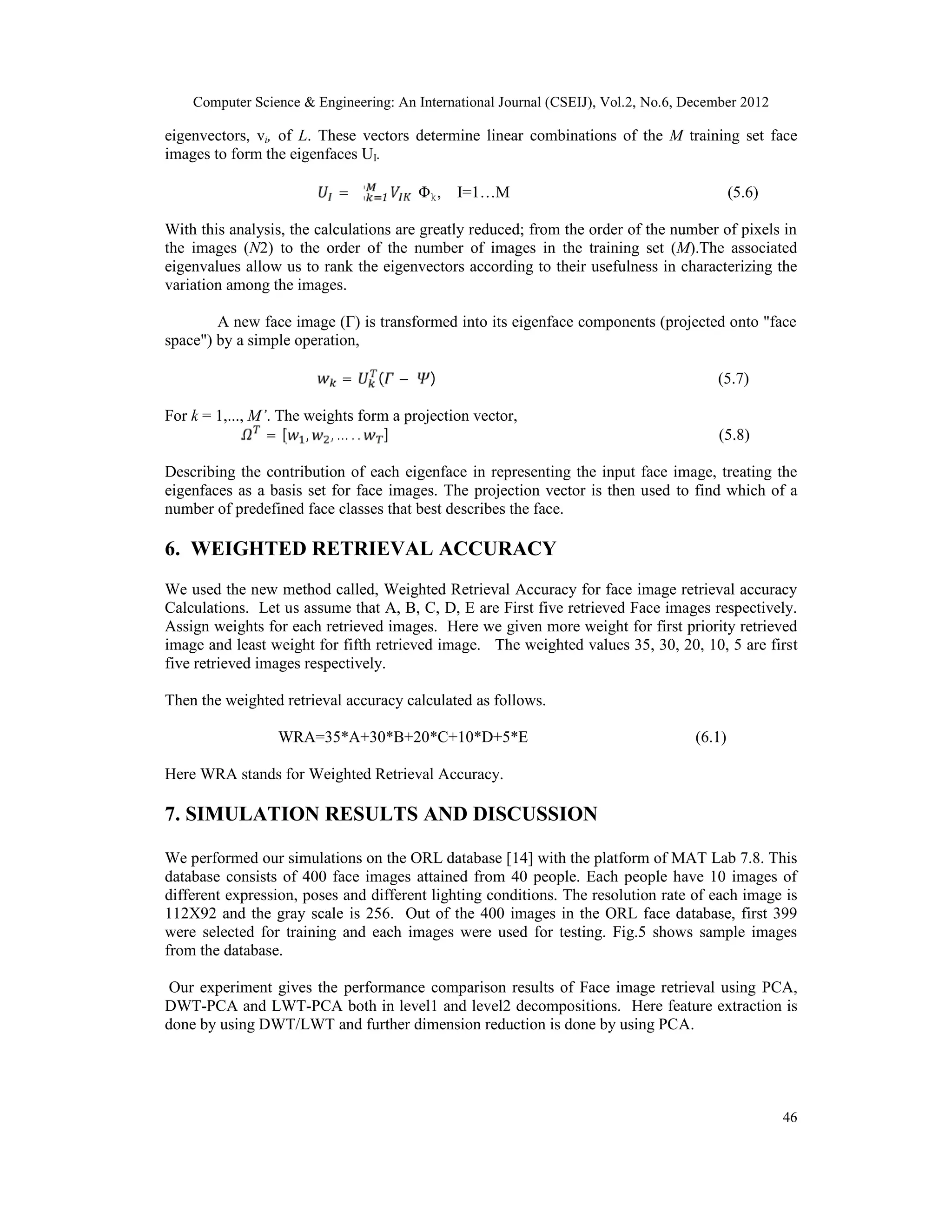 Sample Lwt Performance Comparison of PCA,DWT-PCA And LWT-PCA for Face Image ...