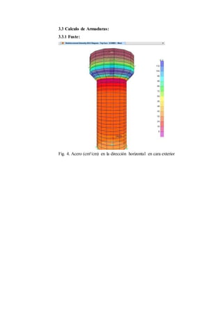 3.3 Calculo de Armaduras:
3.3.1 Fuste:
Fig. 4. Acero (cm²/cm) en la dirección horizontal en cara exterior
 
