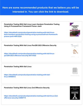 Penetration Testing With Kali Linux V101 Offensive Security | PDF