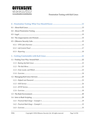 Penetration Testing With Kali Linux V101 Offensive Security | PDF