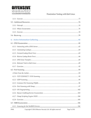 Penetration Testing With Kali Linux V101 Offensive Security | PDF