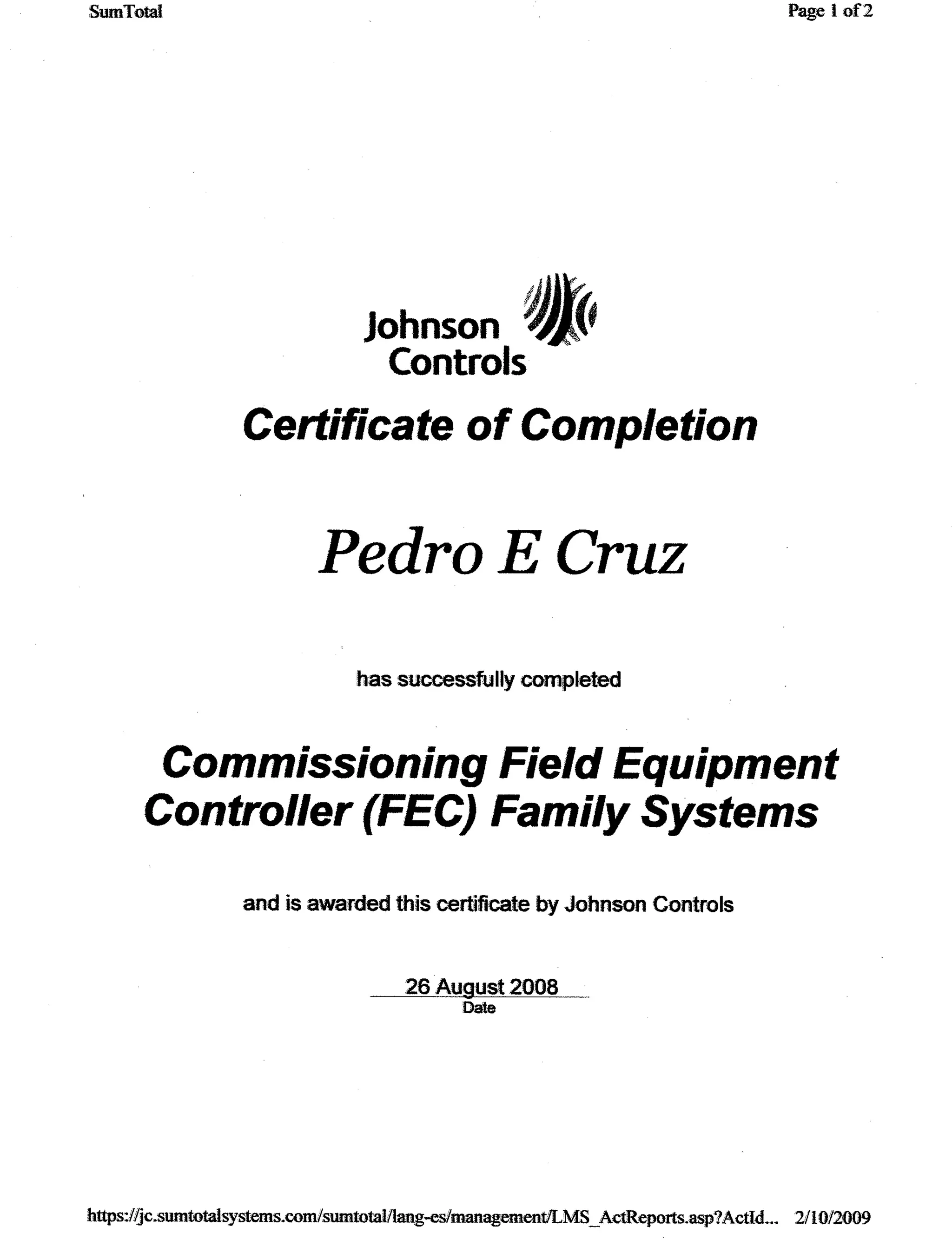 Specialized Training Johnson Controls PDF
