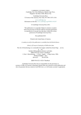 The Role Of Biotechnology In A Sustainable Food Supply 1st Edition ...