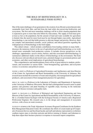 The Role Of Biotechnology In A Sustainable Food Supply 1st Edition ...