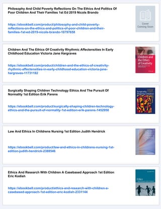 Children Ethics And Modern Medicine Richard B Miller | PDF