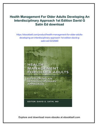 Health Management For Older Adults Developing An Interdisciplinary ...