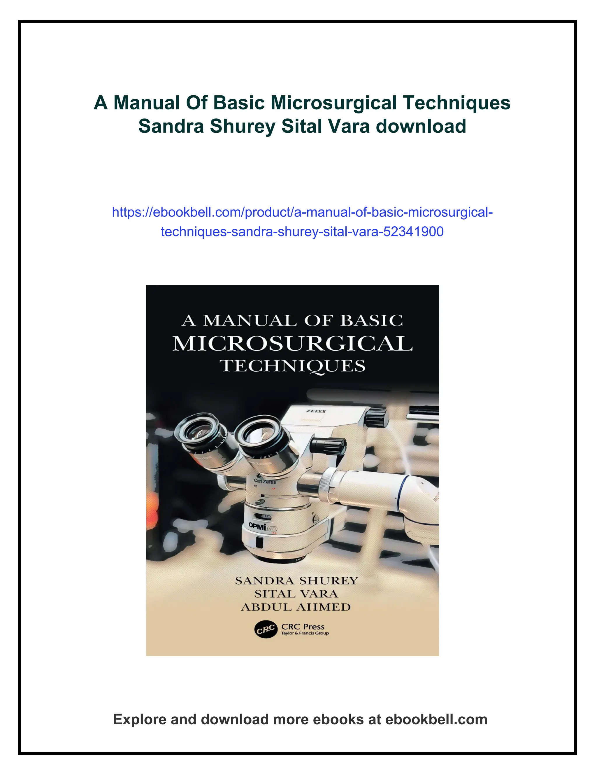A Manual Of Basic Microsurgical Techniques Sandra Shurey