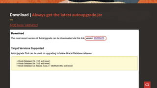 Download | Always get the latest autoupgrade.jar
MOS Note: 2485457.1
 