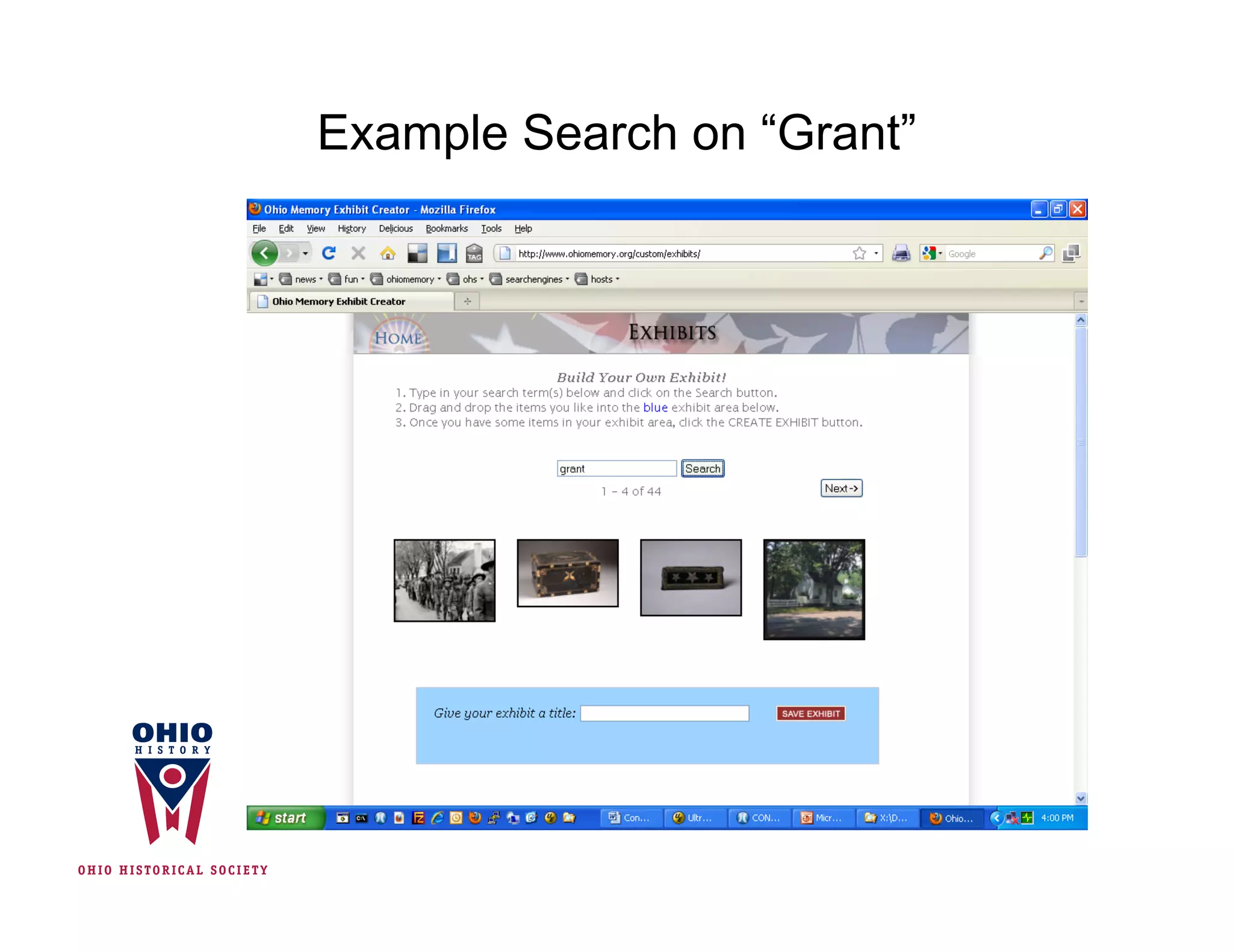 Example Search on “Grant”
 