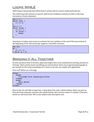 Essential Javascript -- A Javascript Tutorial | PDF