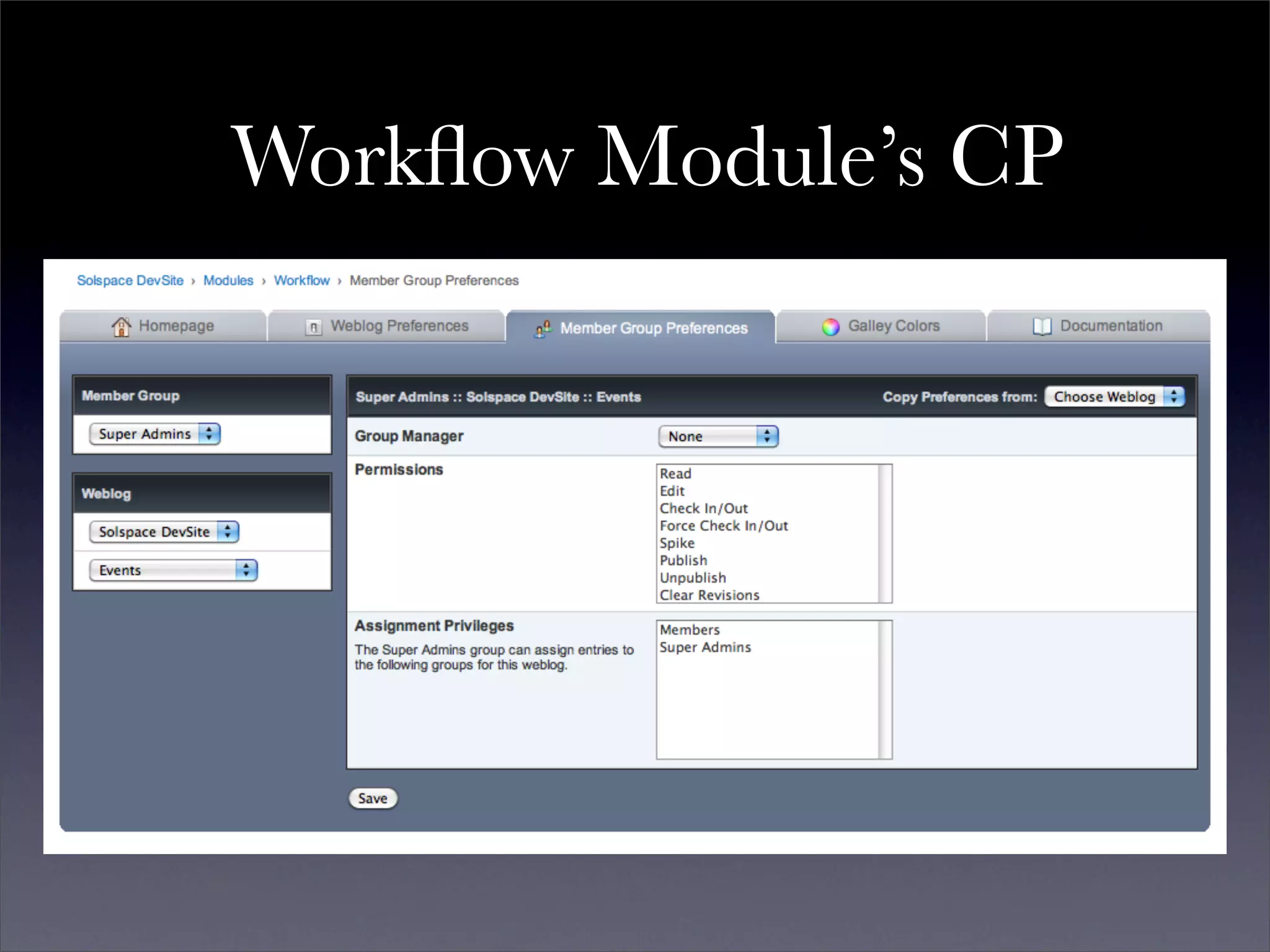 Workﬂow Module’s CP
 