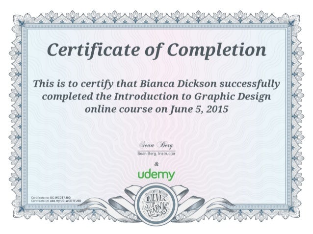 bd certificate of completion introduction to graphic design certificate design online