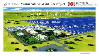 www.szclou.com
Typical Case – Yumen Solar & Wind ESS Project
Location: Yumen, Gansu, China
Wind Power Capacity: 10MW
PV Capacity:15MWp
ESS Capacity: 10MW
Application: Micro-grid Frequency Regulation
 
