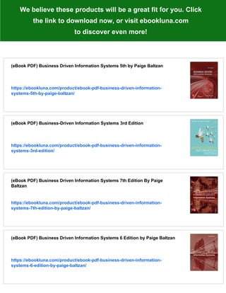 (eBook PDF) Business Driven Information Systems 3e by Kathy Lynch | PDF