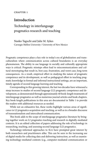 Technology In Interlanguage Pragmatics Research And Teaching Naoko ...