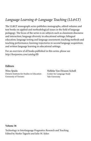 Technology In Interlanguage Pragmatics Research And Teaching Naoko ...