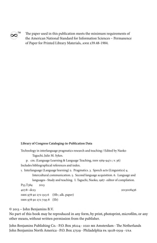 Technology In Interlanguage Pragmatics Research And Teaching Naoko ...