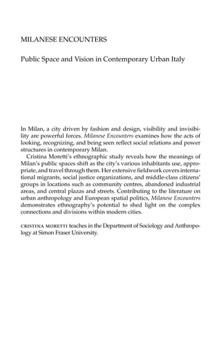 Milanese Encounters Public Space And Vision In Contemporary Urban Italy ...