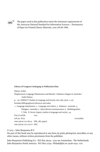 Displacement Language Maintenance And Identity Sudanese Refugees In ...
