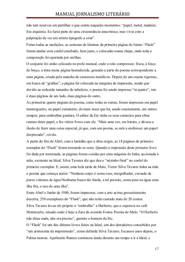 JORNALISMO LITERÁRIO. MANUAL ALUNOS doc